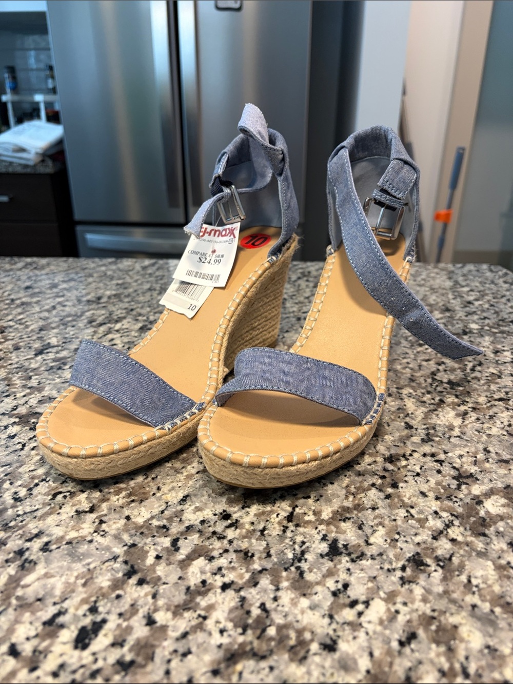 Denim  Ankle-Strap Wedge